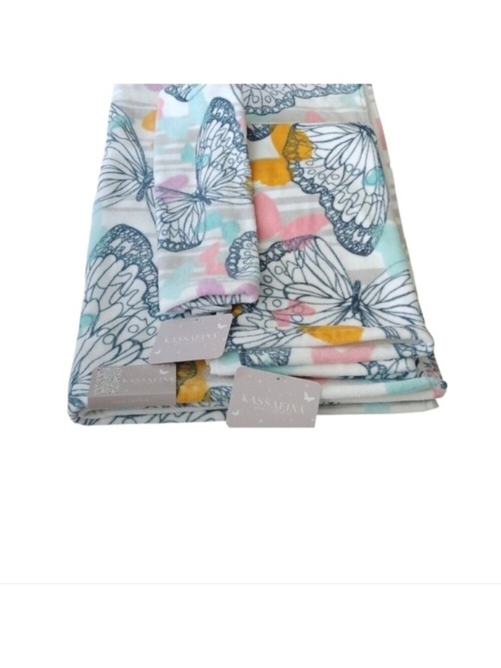 Kassafina Home Collection Pastel Butterflies Bath + Hand Towels, Was…